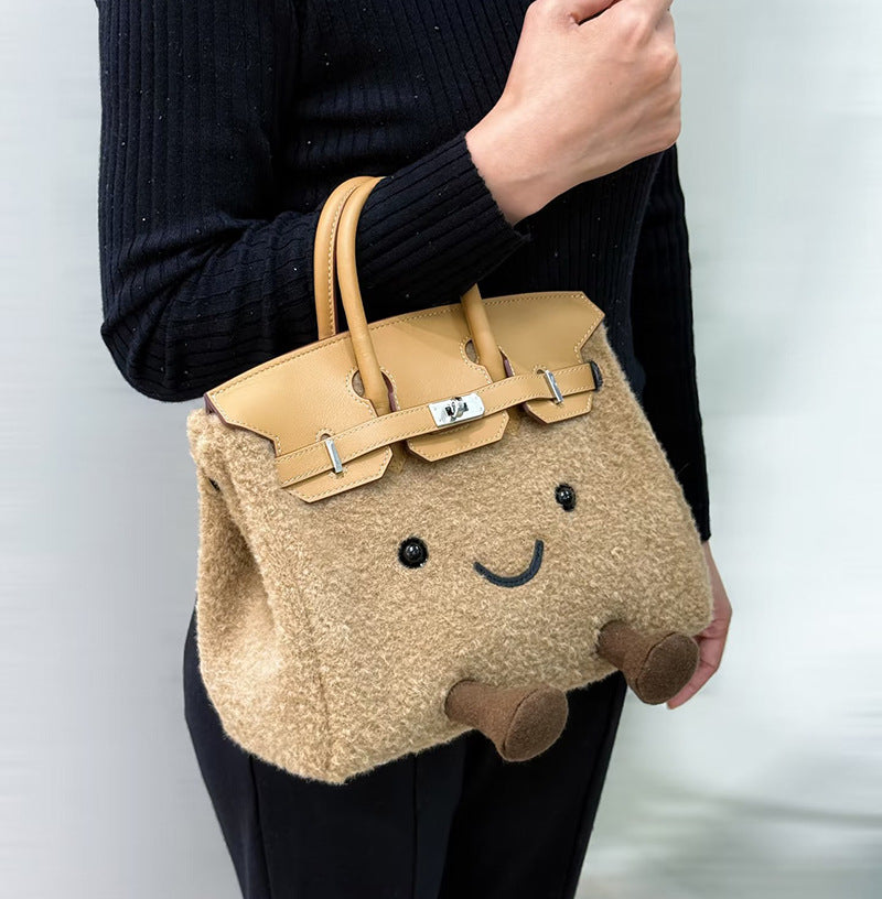 Design Style Doll Knock Cute Plush Women's Handbag