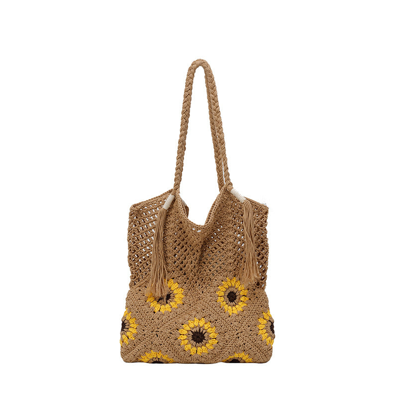 Women's Summer Lightweight Weaving Hollow Artistic Large Capacity Vacation Style Bags