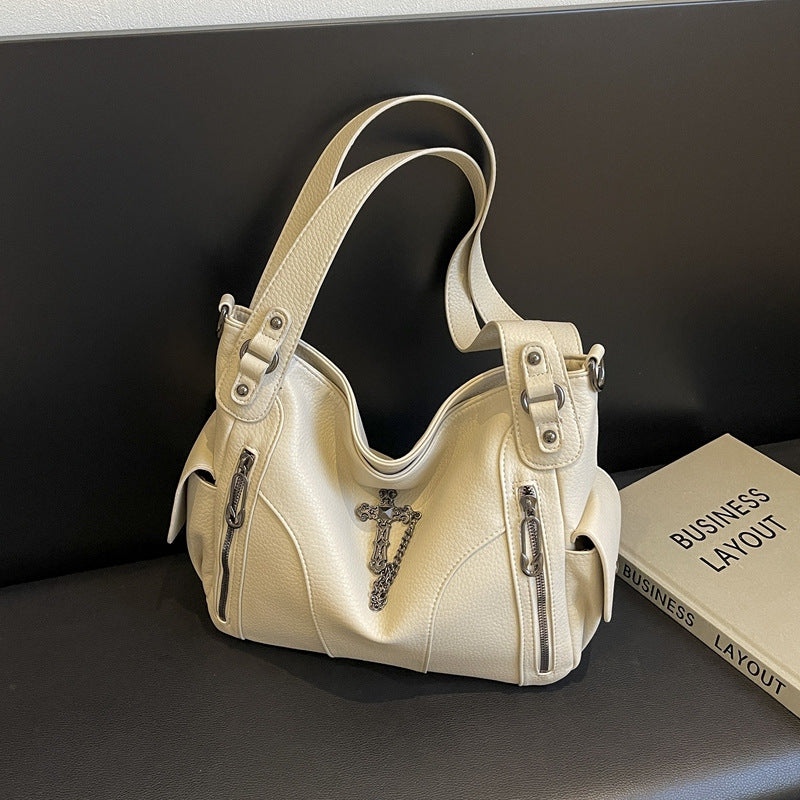 Women's Large Capacity Cross Chain Motorcycle Loose Women's Shoulder Bag
