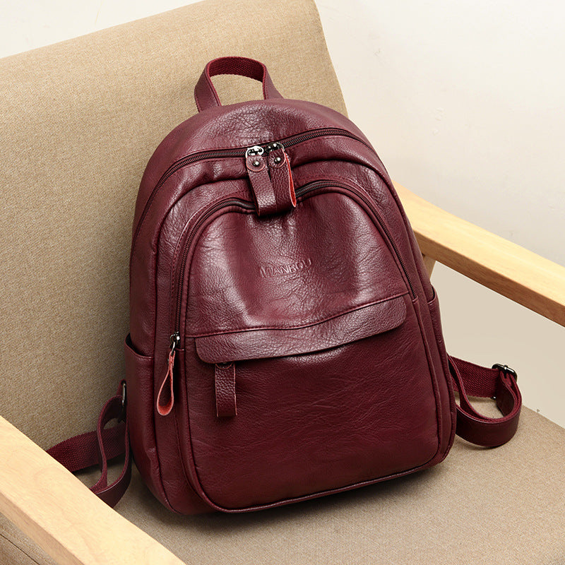 Women's Trendy Soft Leather Korean Style Fashion Women's Backpack