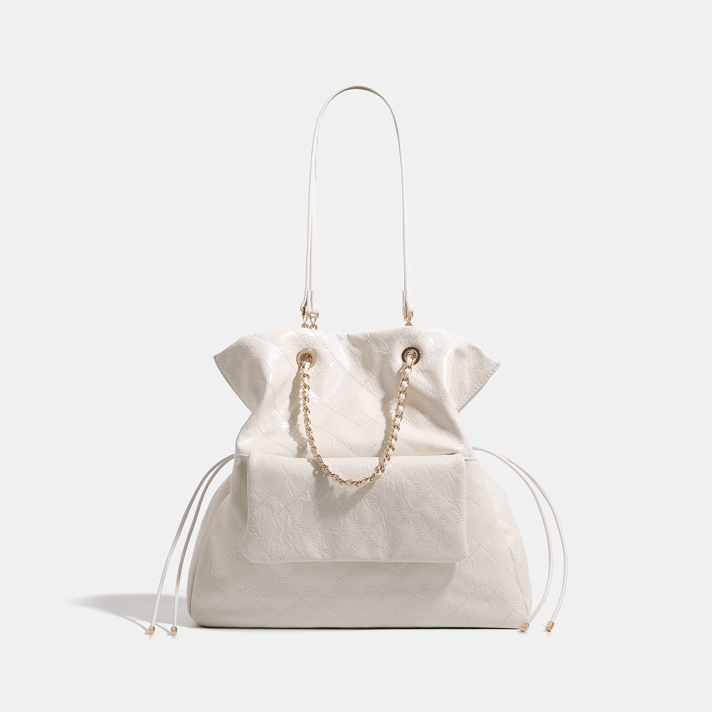Women's Style Oil Wax Leather Diamond Chain Large Capacity Commuter Women's Backpack