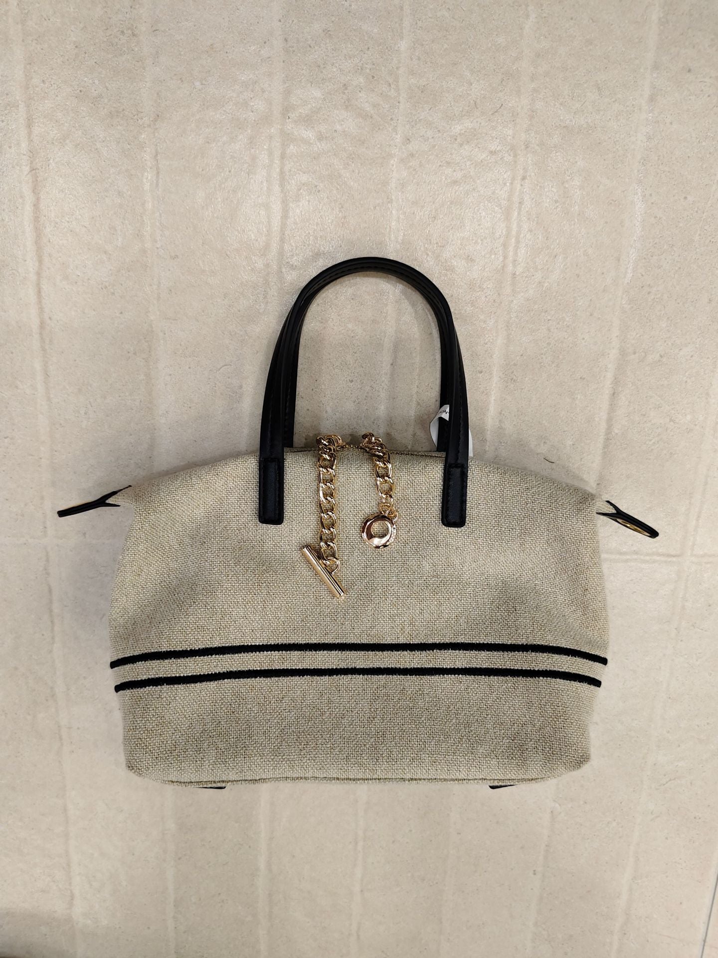 Women's Striped Spring Canvas With First Layer Cowhide Women's Messenger Bag