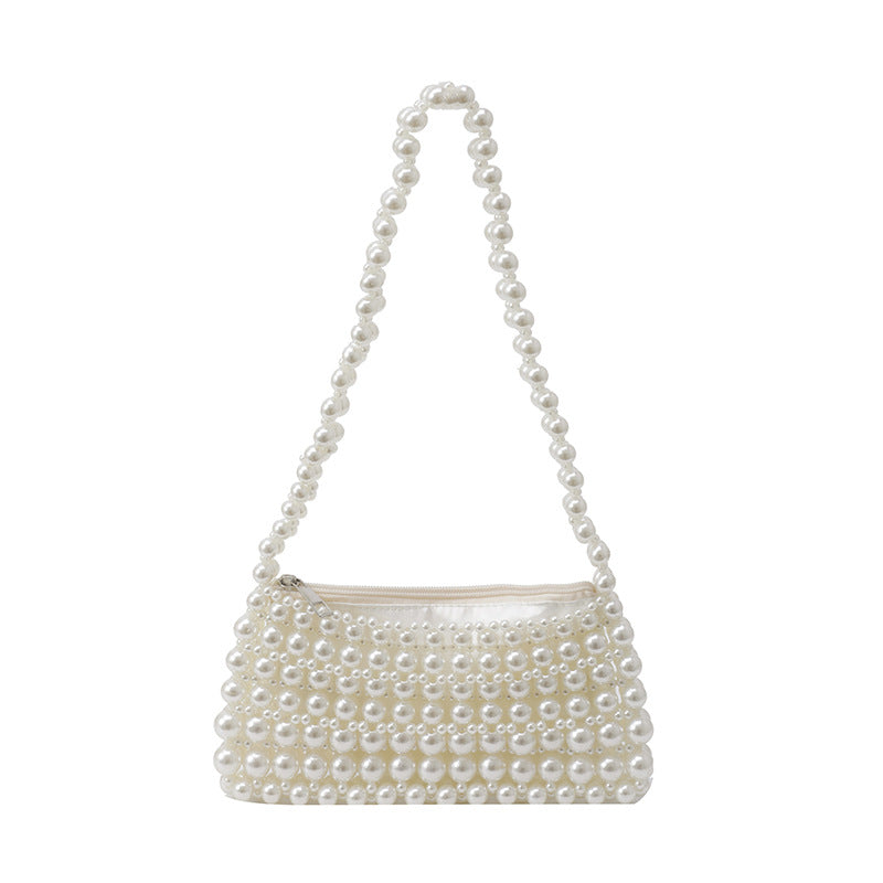 Women's Pearl Fashion Simple Style Woven Handmade Underarm Bag