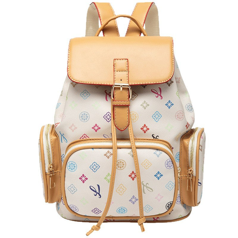 Women's Commuter Drawstring Leisure Printing Large Capacity Simple Computer Women's Backpack