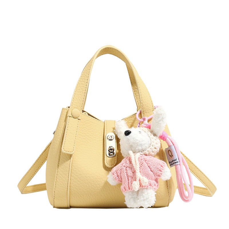 Women's Soft Leather Niche Lychee Pattern Vegetable Basket Bags