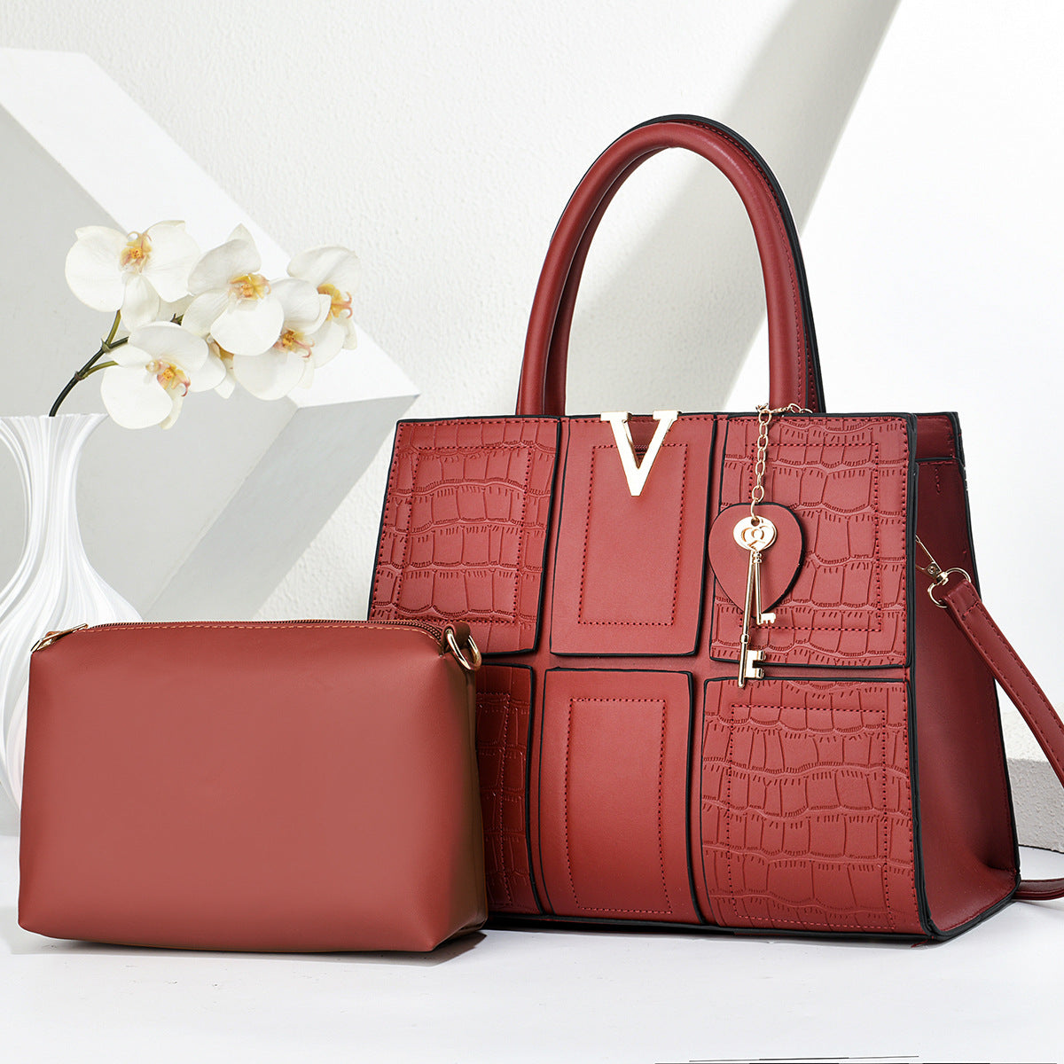 Fashion Large Capacity Stone Pattern Stitching Mother Bucket Bag