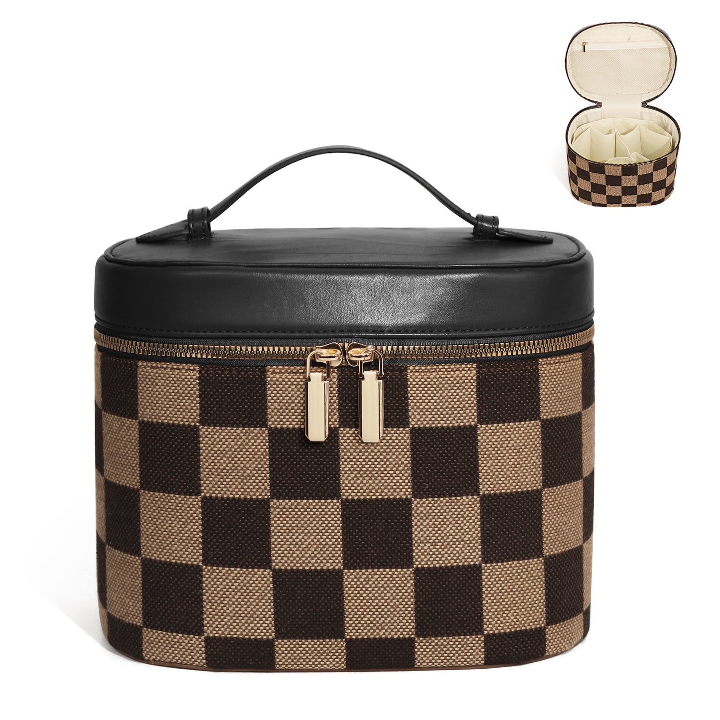 Women's Chessboard Grid Light Luxury Portable Toiletry Storage Bags