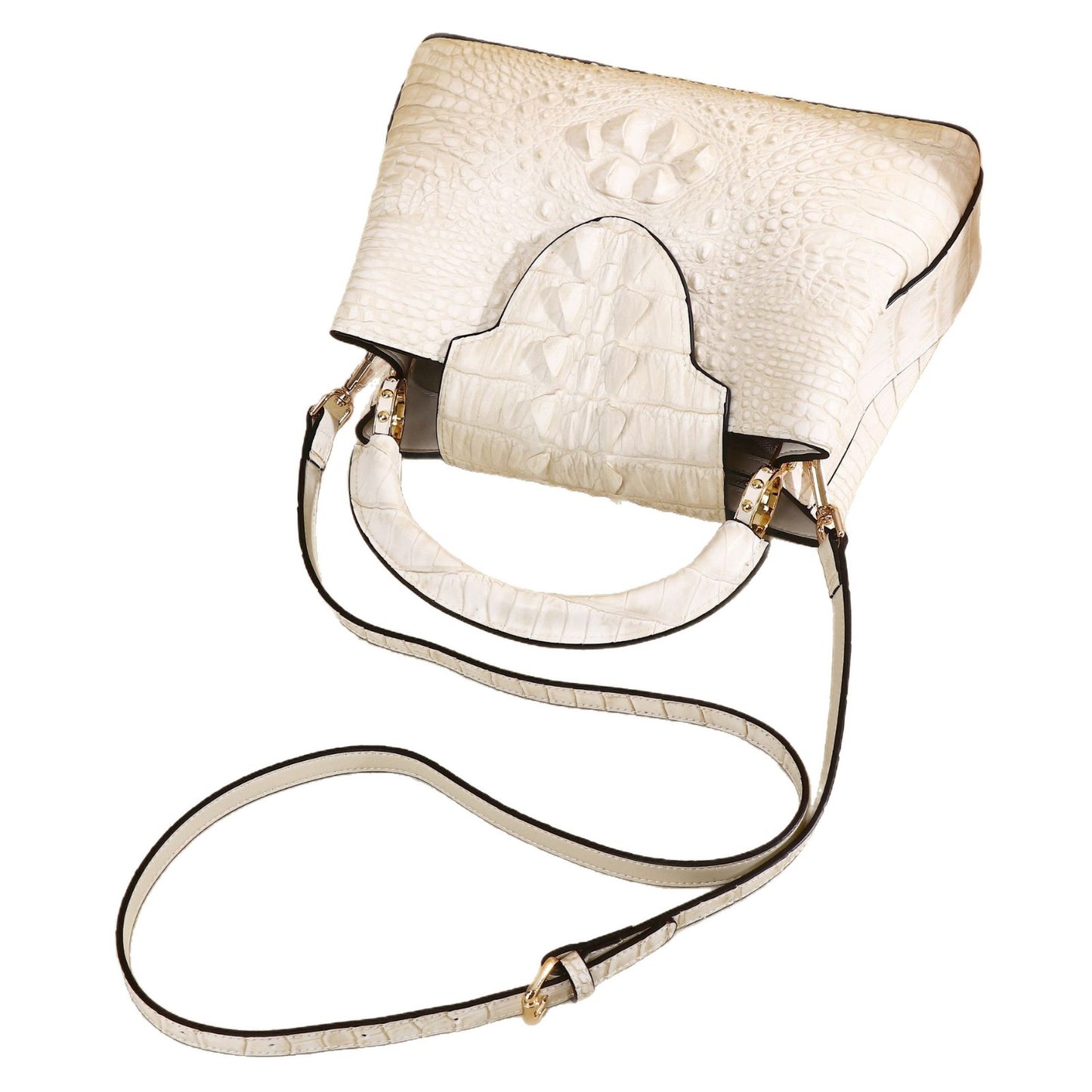 Women's Crocodile Bone Pattern Himalayan White Fashionable Women's Handbag