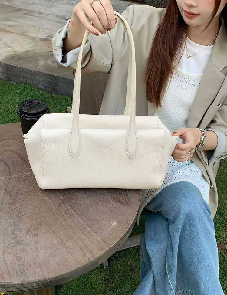 Layer Cowhide Boston Pillow Large Capacity Totes Fashion Commuter Women's Shoulder Bag