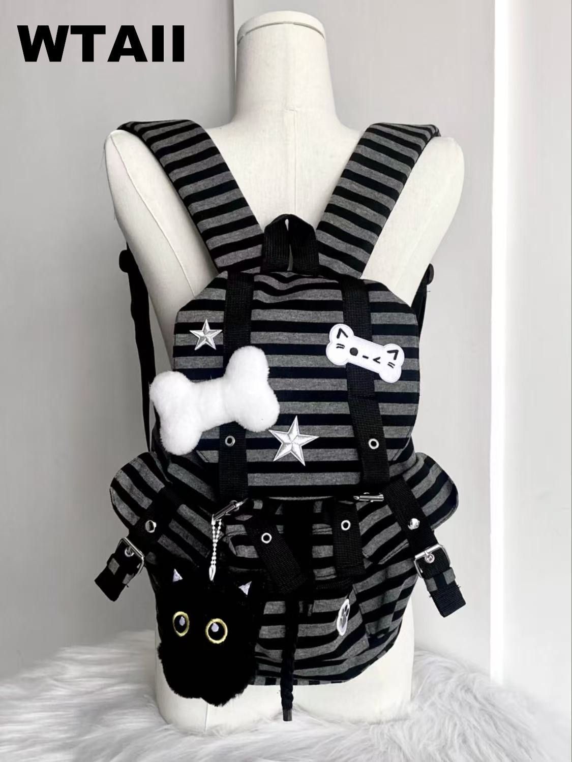 Bone Cat's Paw Kitten Function Retro Backpacks