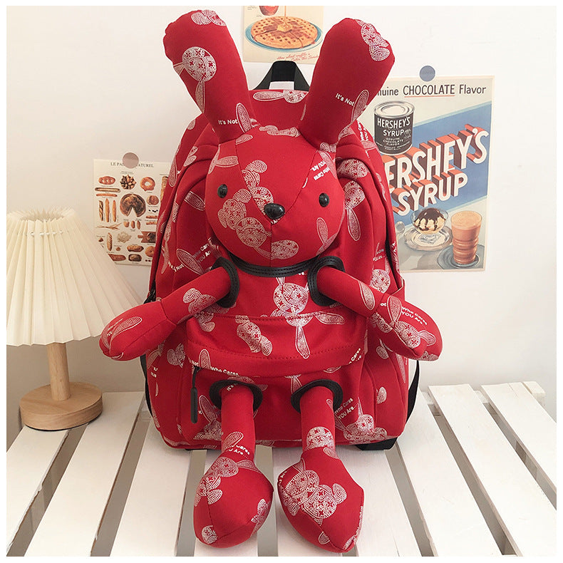 Stylish Doll Cute Rabbit Cartoon Three-dimensional Leisure Backpack