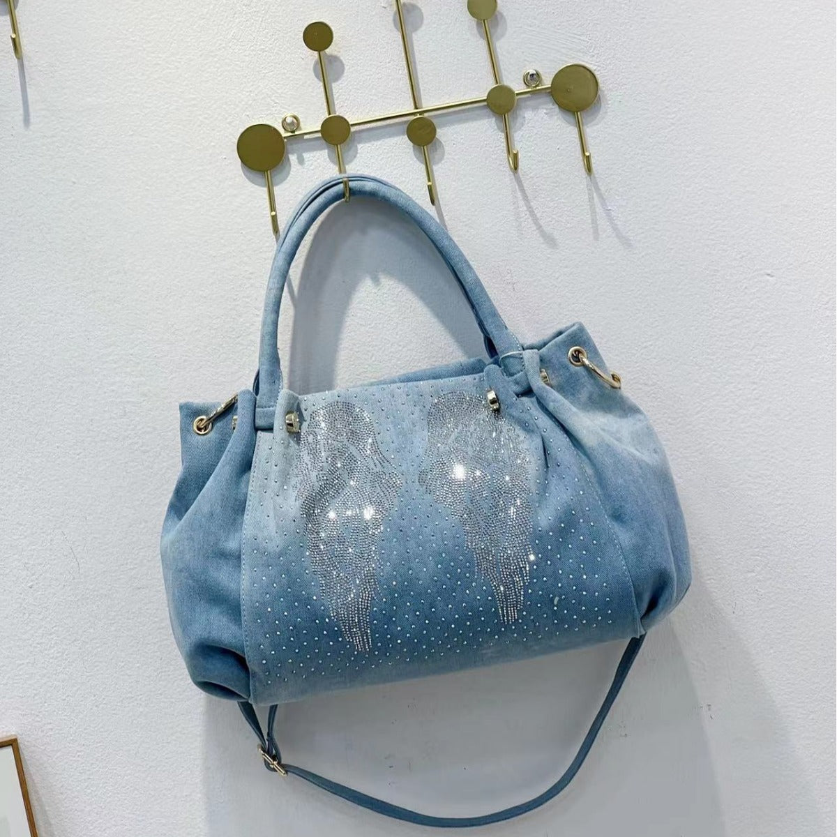 Women's Fashionable Trendy Portable Large Capacity Denim Tote Bag