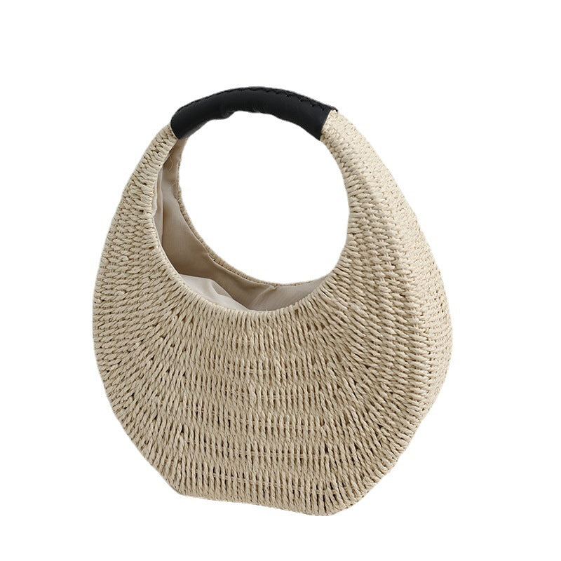 Women's Straw Niche Portable French Woven Seaside Vacation Beach Bags