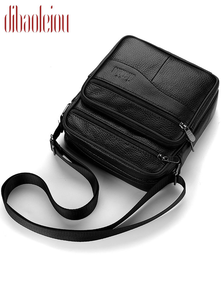 Men's Large Capacity Cowhide Leather Vertical High Men's Messenger Bag