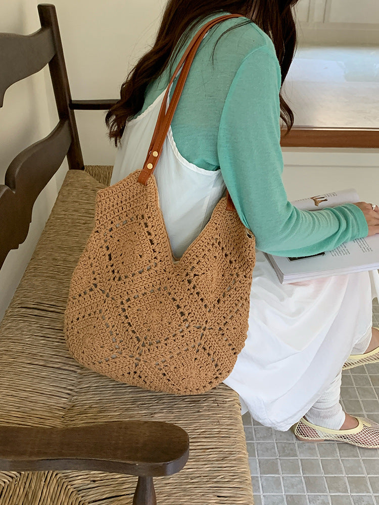 Women's Korean Style Woven Seaside Holiday Large Capacity Bags
