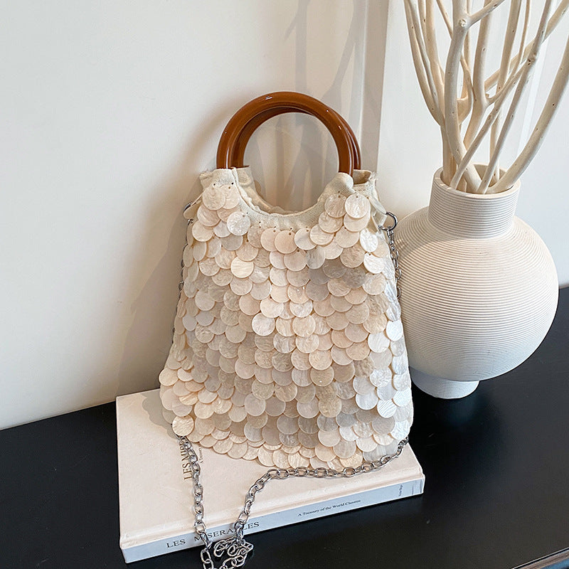 Trendy High-grade Handmade Sequined Fairy Niche Women's Shoulder Bag