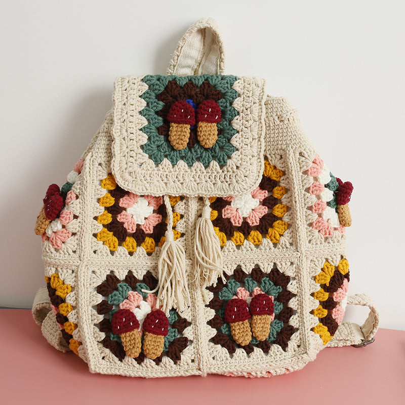 Women's Hand-woven Wool Crocheted Artistic Chinese Style Women's Backpack