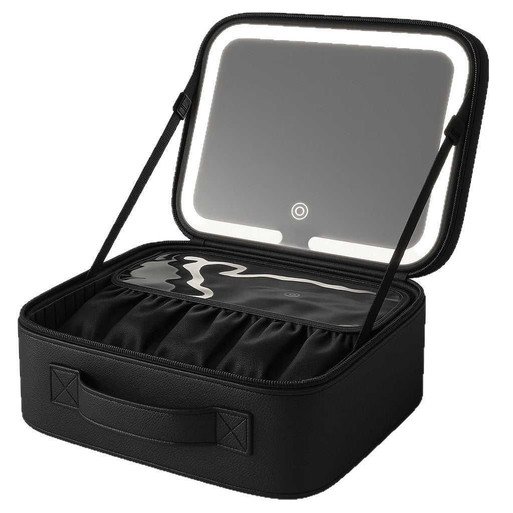 Mirror With Light Portable Large Capacity Cosmetic Bags