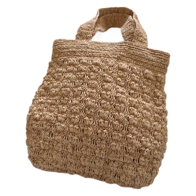Solid Color Hollow Straw Design Hand-woven Handbags