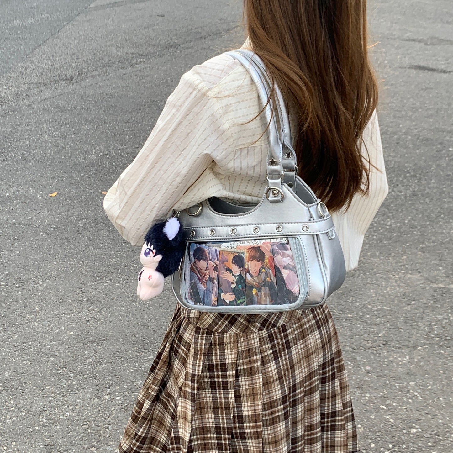 Leather Retro Fashion Millennium Hot Large Capacity Transparent Badge Backpacks
