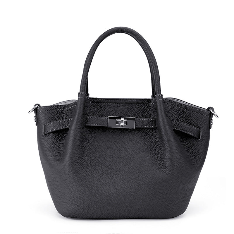 Women's Vegetable Basket Simple Commute Portable Genuine Leather Bags