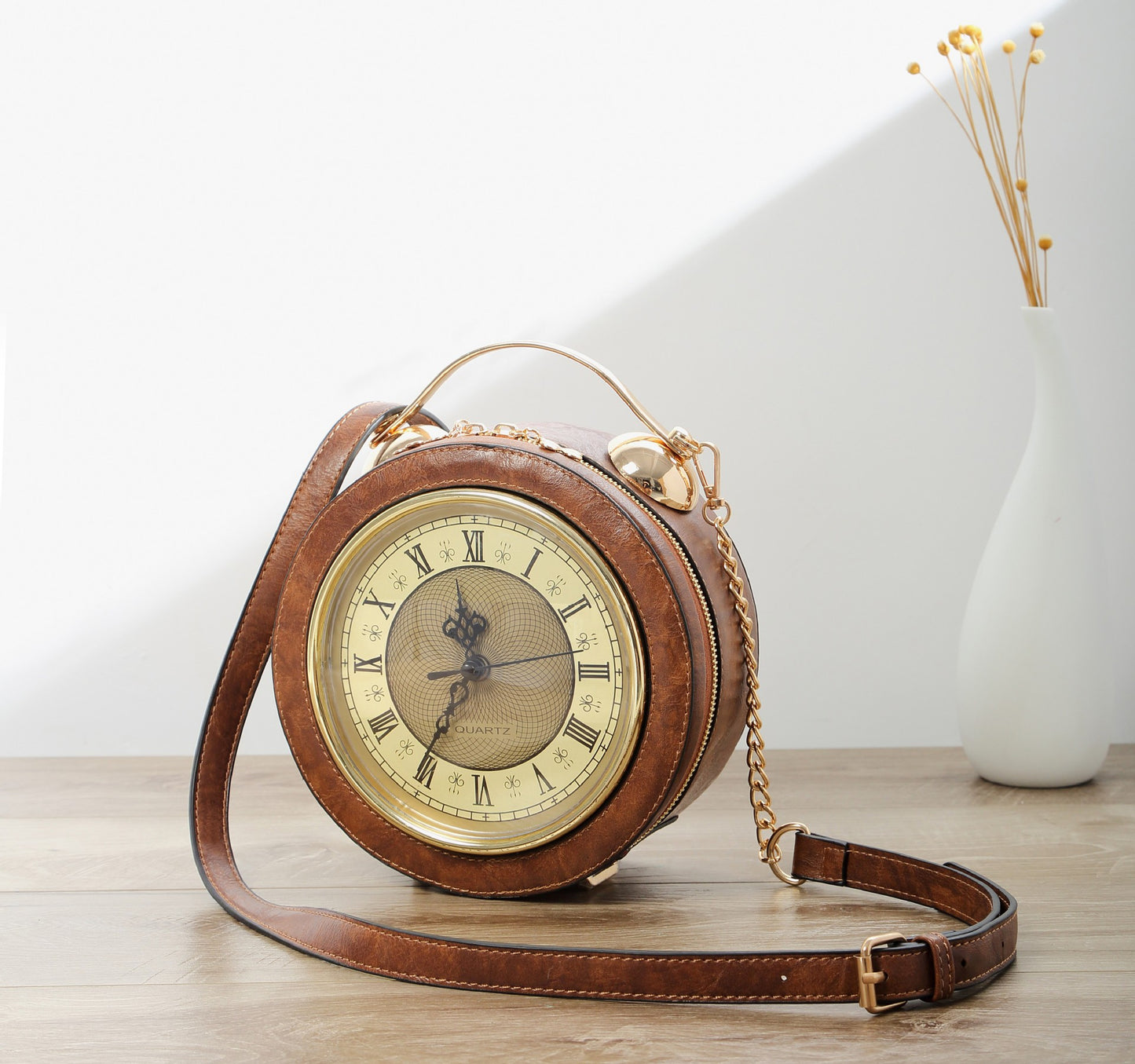 Personalized Creative Retro Antique Clock Round Women's Shoulder Bag