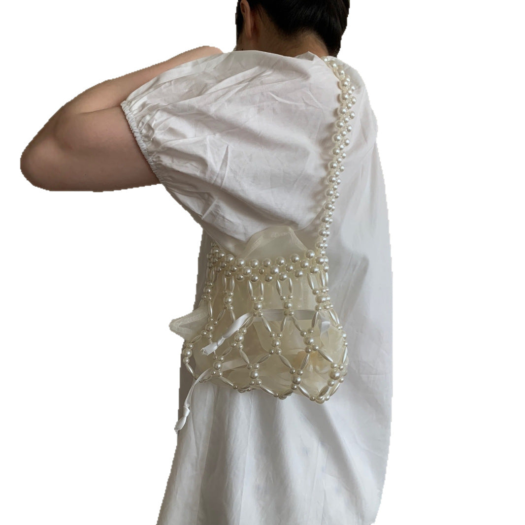 Women's Handmade Pearl Hollow Beaded Vacation Weaving Women's Shoulder Bag