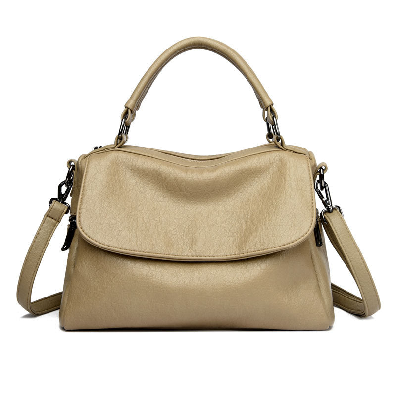 Women's Boston Fashionable Portable Soft Leather Large Women's Handbag
