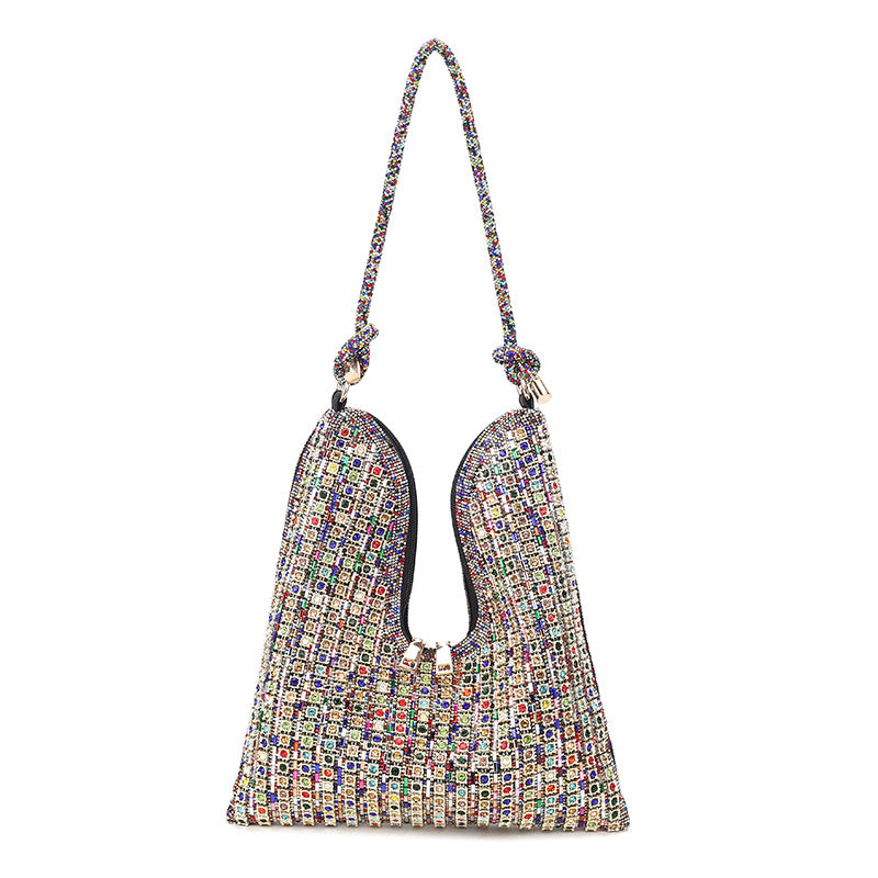 Women's Full Diamond Rhinestone Chain Shiny Portable Bucket Bags
