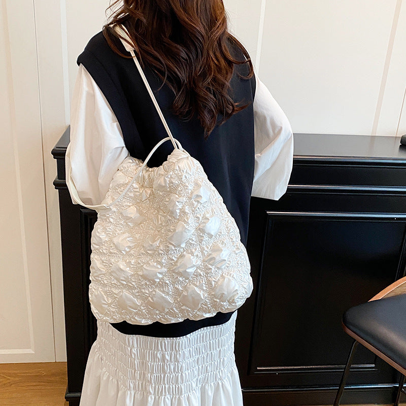 Women's Capacity Totes Niche Pleated Cloud Puff Rhombus Shoulder Bags