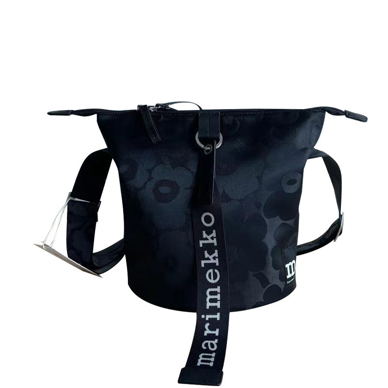 Niche Printed Black Nylon Commuter Fashion Bags