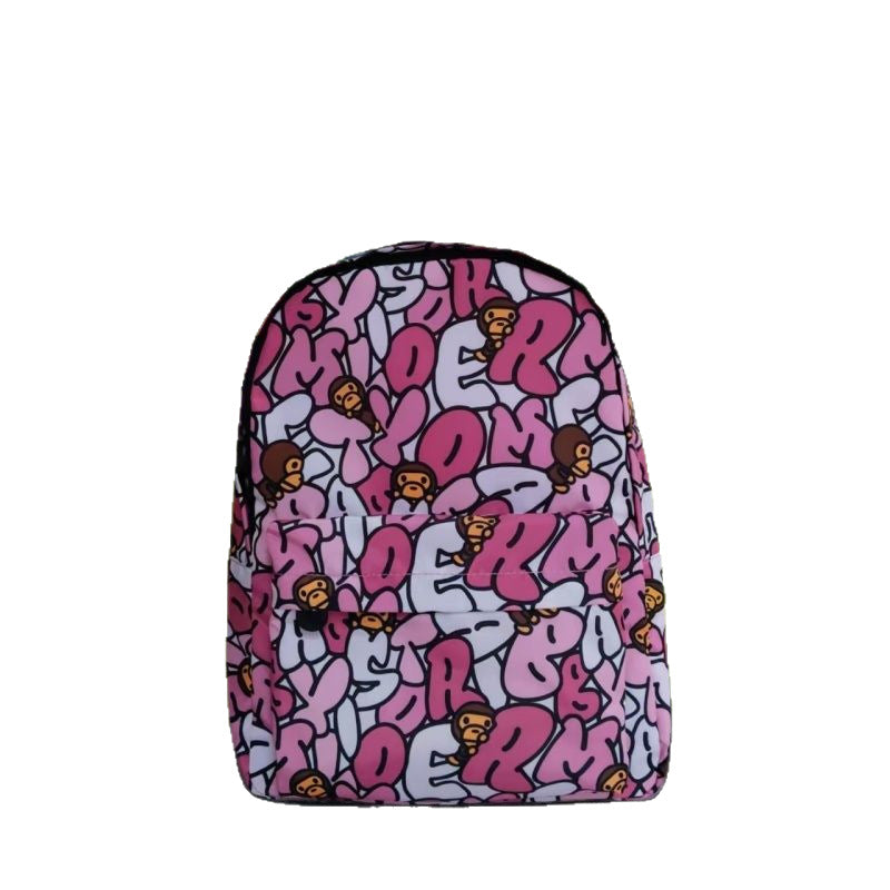 Women's & Men's Cartoon Little Monkey Letter Fashion Couple Leisure Backpack