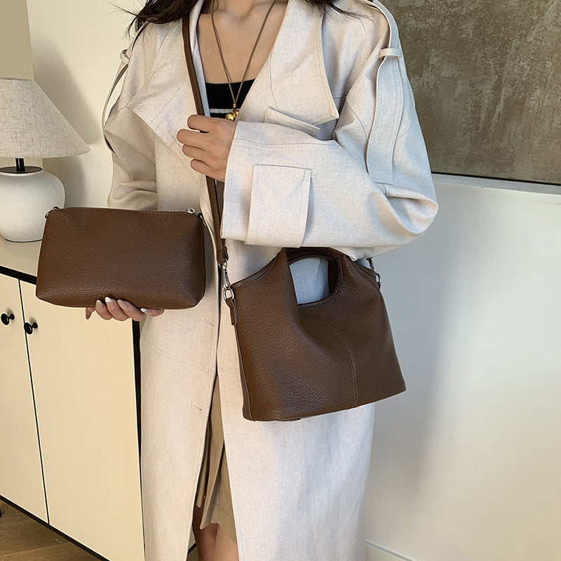 Soft Leather Vegetable Basket Large Capacity Simple Son Women's Handbag