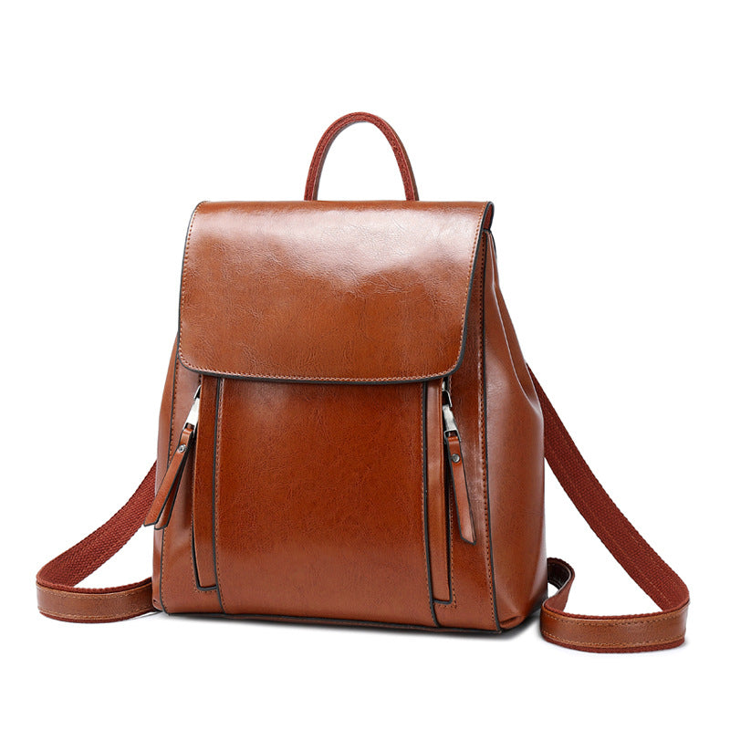 Women's Counter Leather Fashion Retro Large Capacity Backpacks