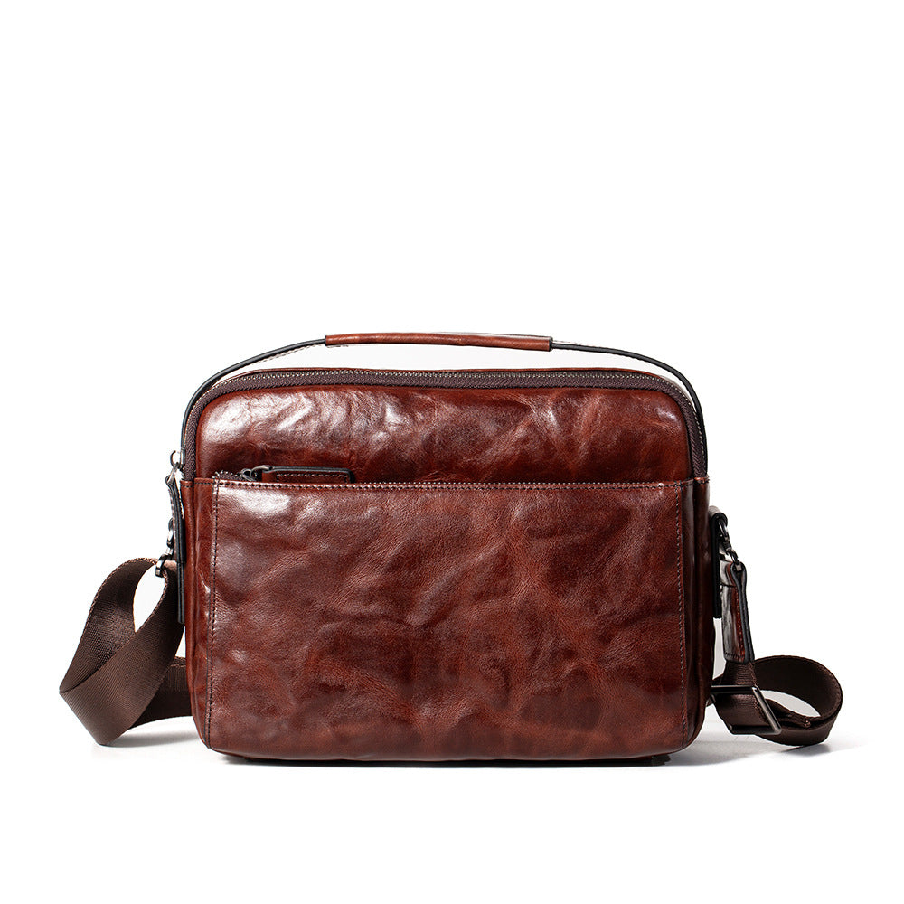 Men's Leather Clutch First Layer Cowhide Large Capacity Business Leisure Men's Messenger Bag