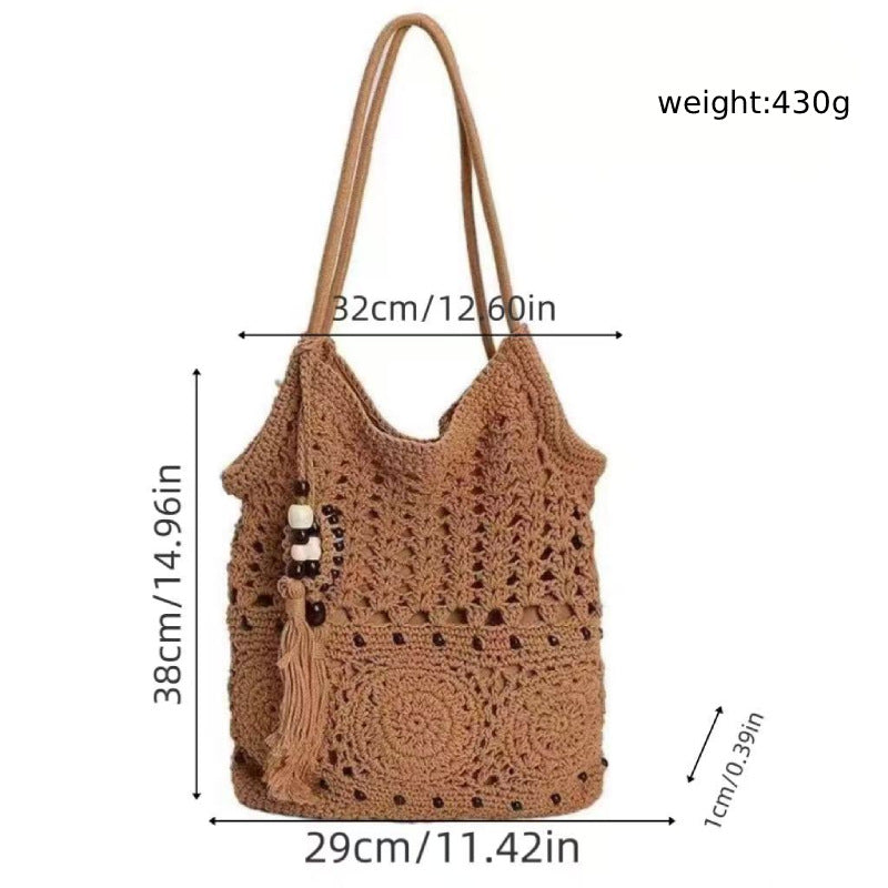 Woven Single Seaside Vacation Beach Large Capacity Handmade Women's Shoulder Bag