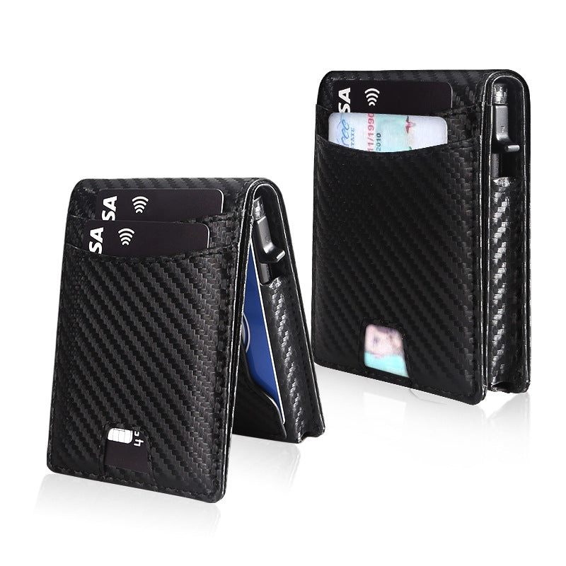 Men's Carbon Fiber Thin Automatic Pop-up Aluminum Card Pack Card Sleeve