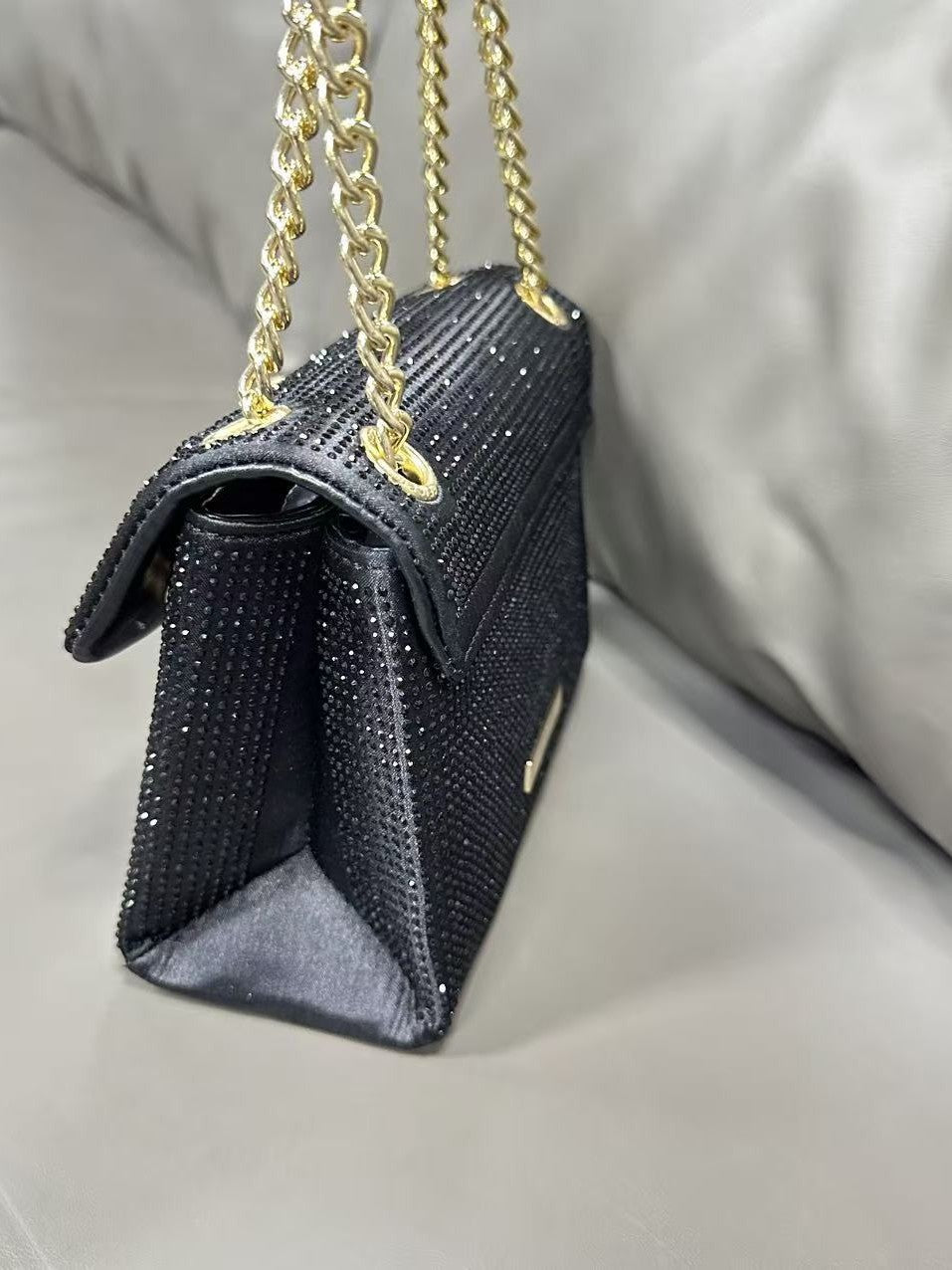British Hot Rhinestone Minority Single Eagle Head Chain Black Women's Messenger Bag