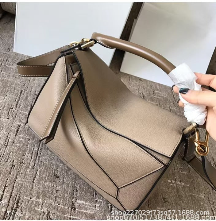 Women's Quality Geometric Soft Leather Stitching Classic Small Square Bags