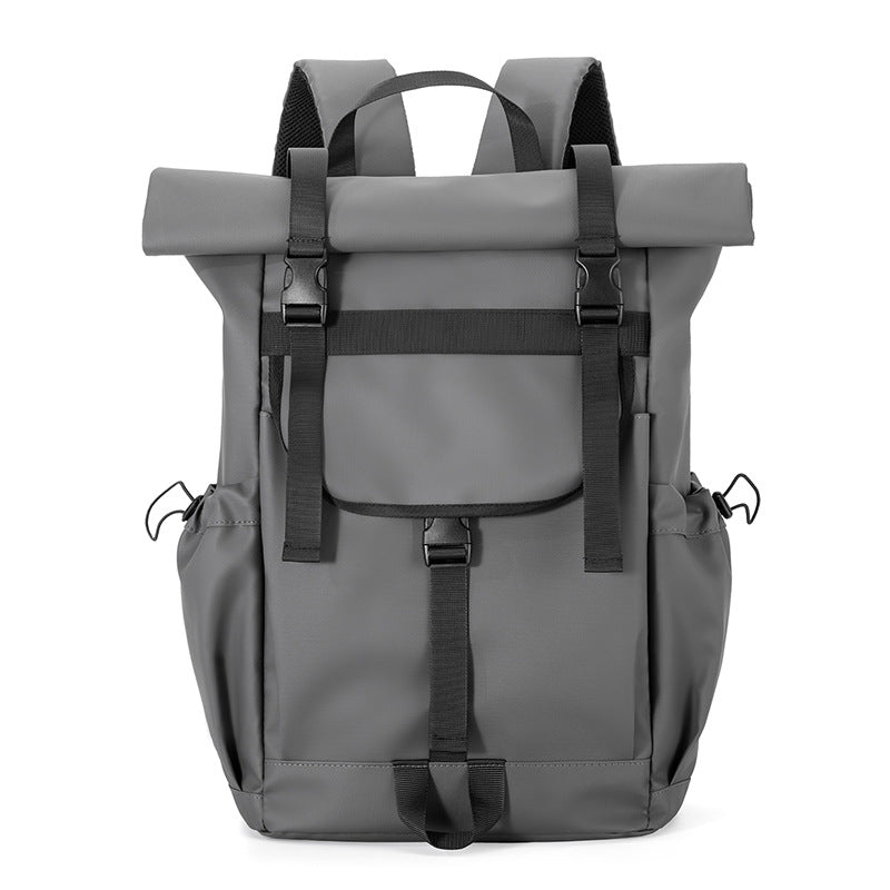 Men's Curved Edge Roll Cover Waterproof Hard-wearing Large Capacity Leisure Backpack