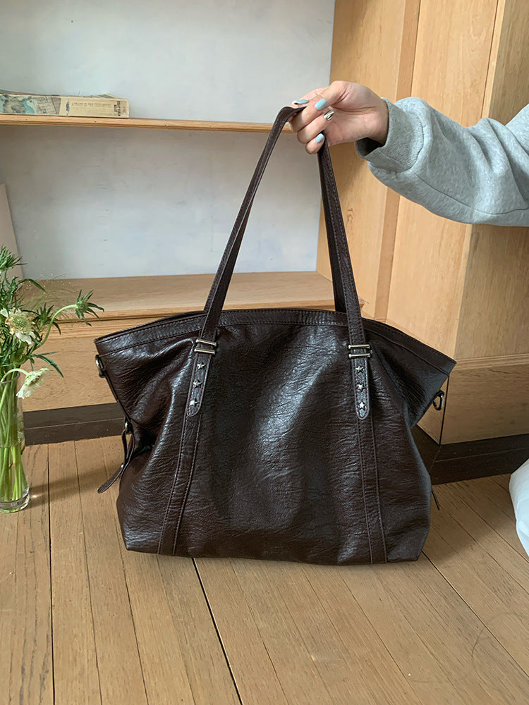 Women's Fashion Big Commuter Retro Soft Leather Women's Messenger Bag