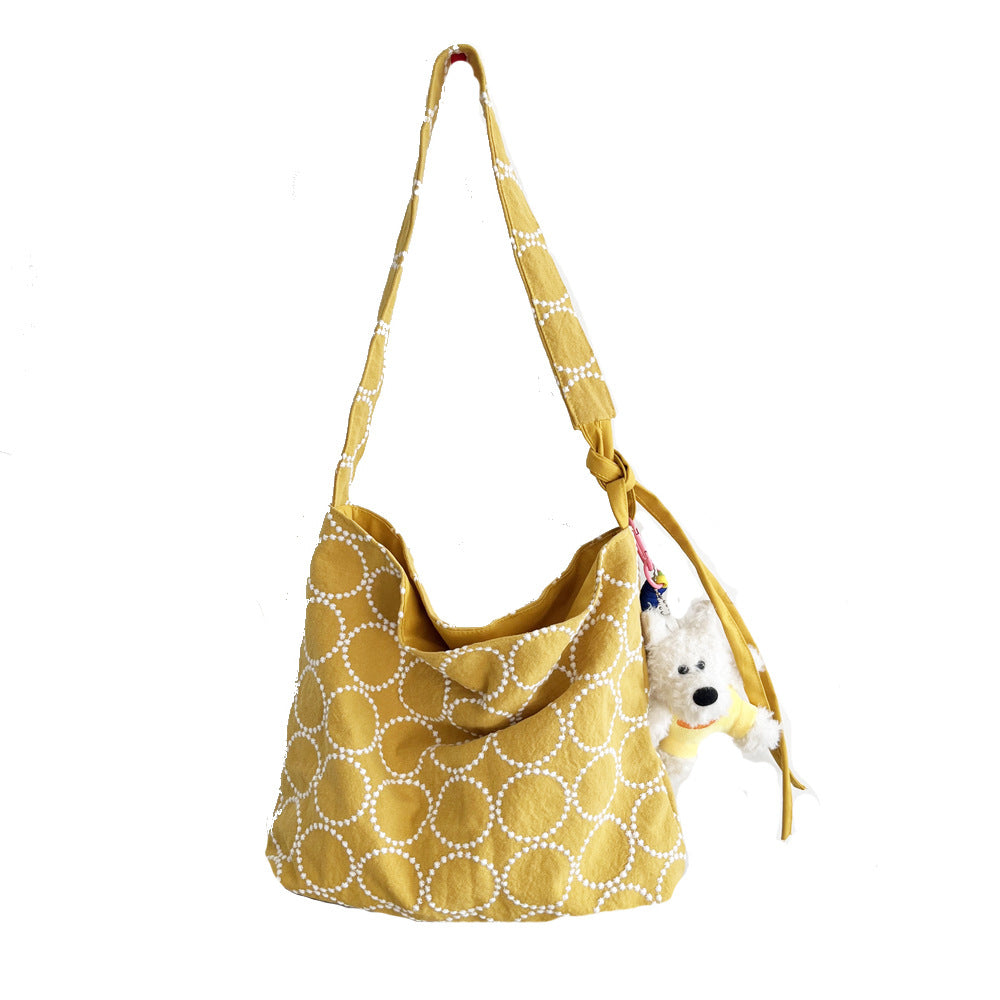 Style Ming Yellow Tambourine Linen Embroidered Bags