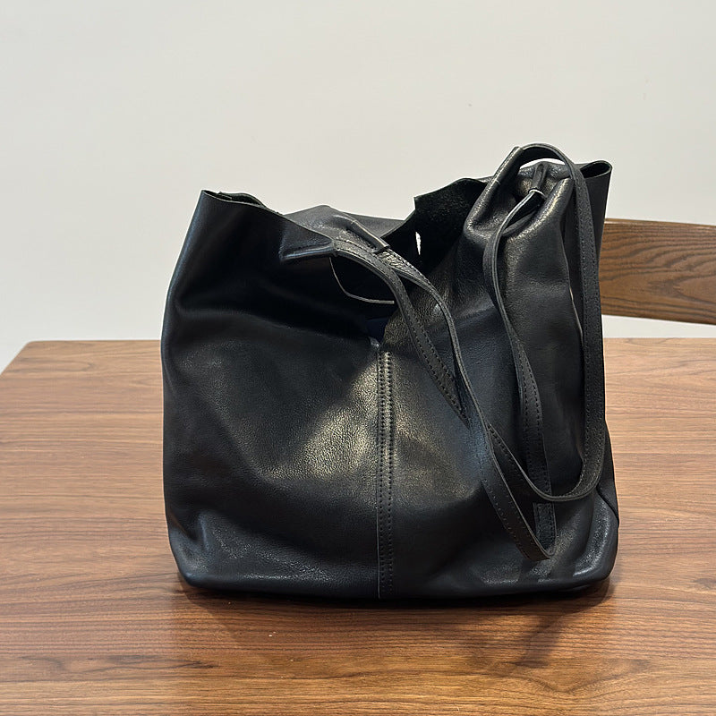 Women's Handmade Simple Retro Large Capacity Genuine Women's Shoulder Bag