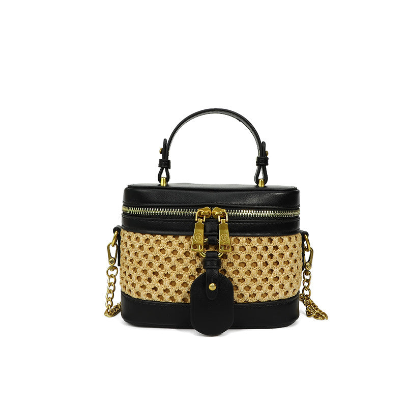 Women's Woven Portable Pouch Summer Fashion Retro Contrast Color Women's Messenger Bag