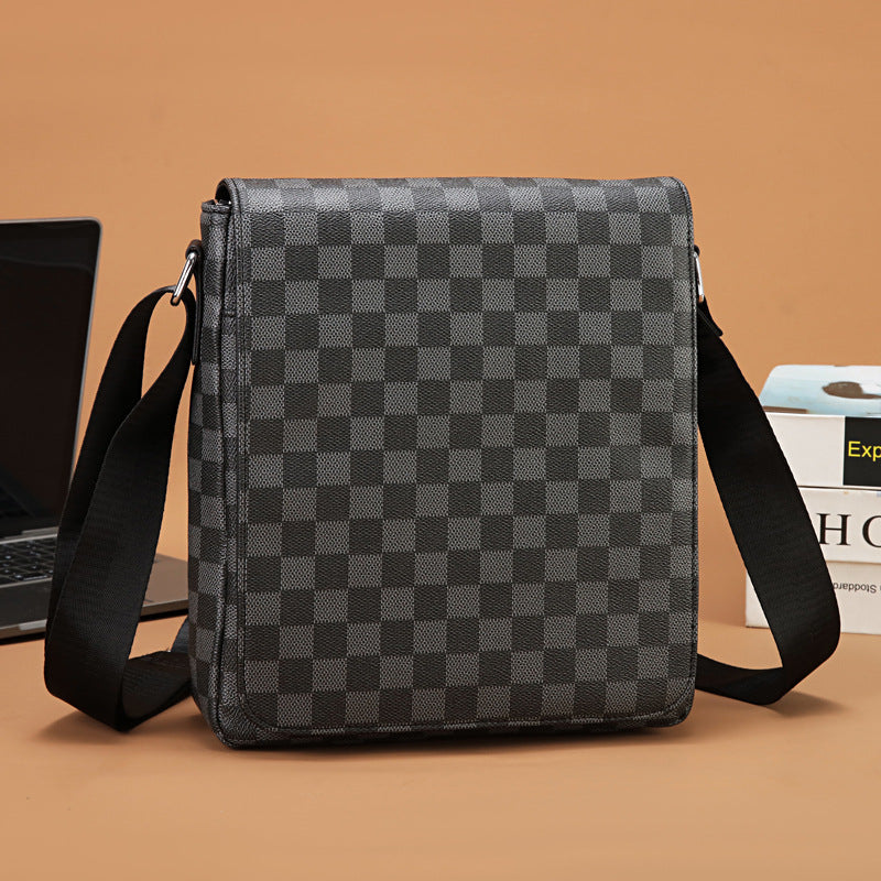Men's Checkered Flap Horizontal Business Large Capacity Backpacks