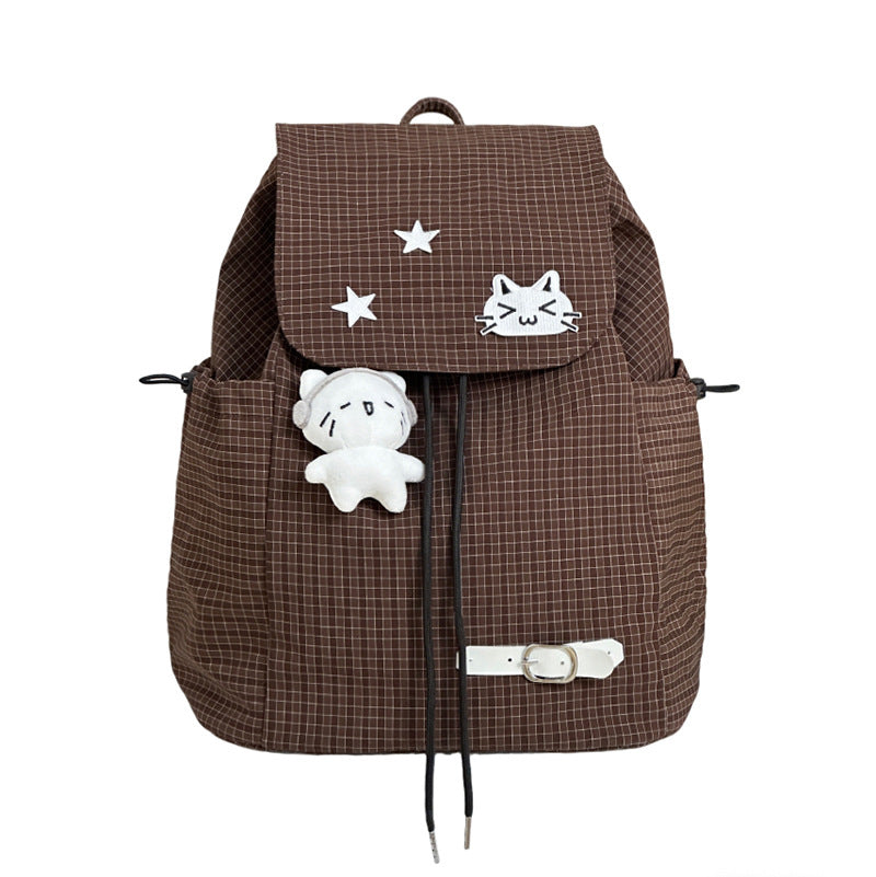 Checked Design Large Capacity Lightweight Korean Leisure Backpack