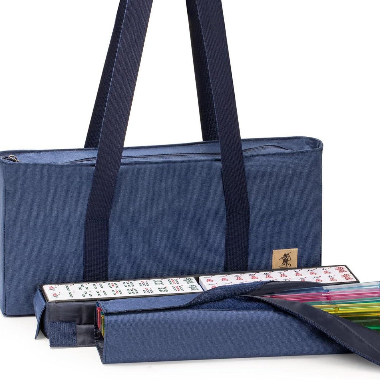 Canvas Portable Three-piece Mahjong Storage Wash Makeup Bag