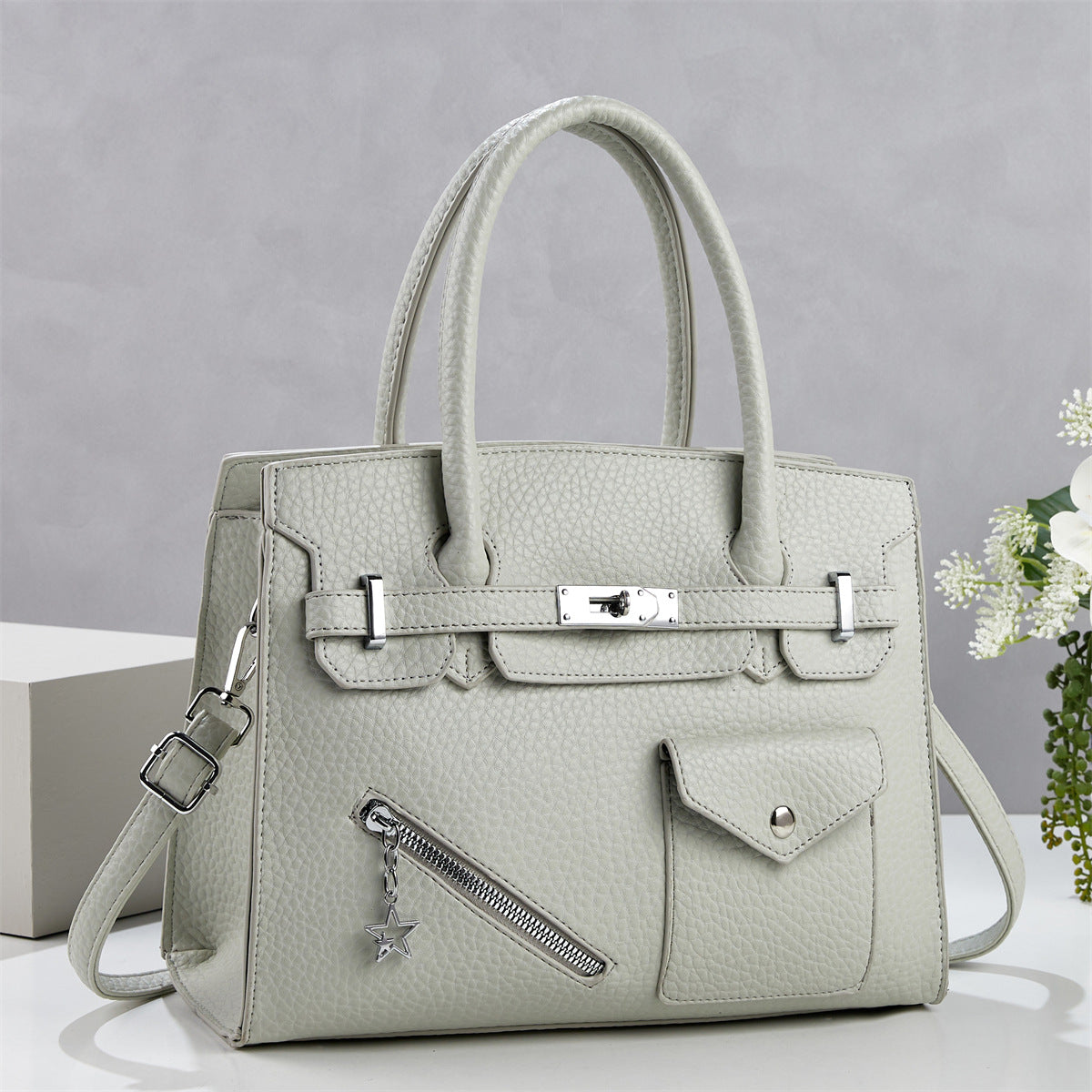 Women's Large Capacity Lychee Pattern Korean Fashion Women's Handbag