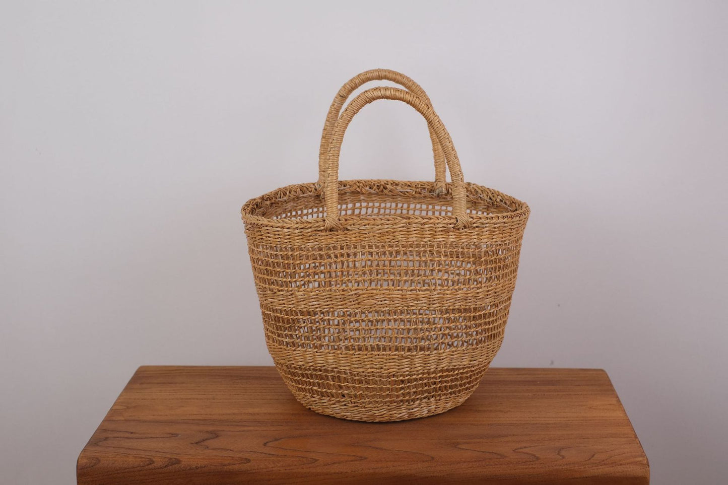 Yellow Grass Woven Picnic Basket Vacation Beach Solid Color Fashion Women's Handbag