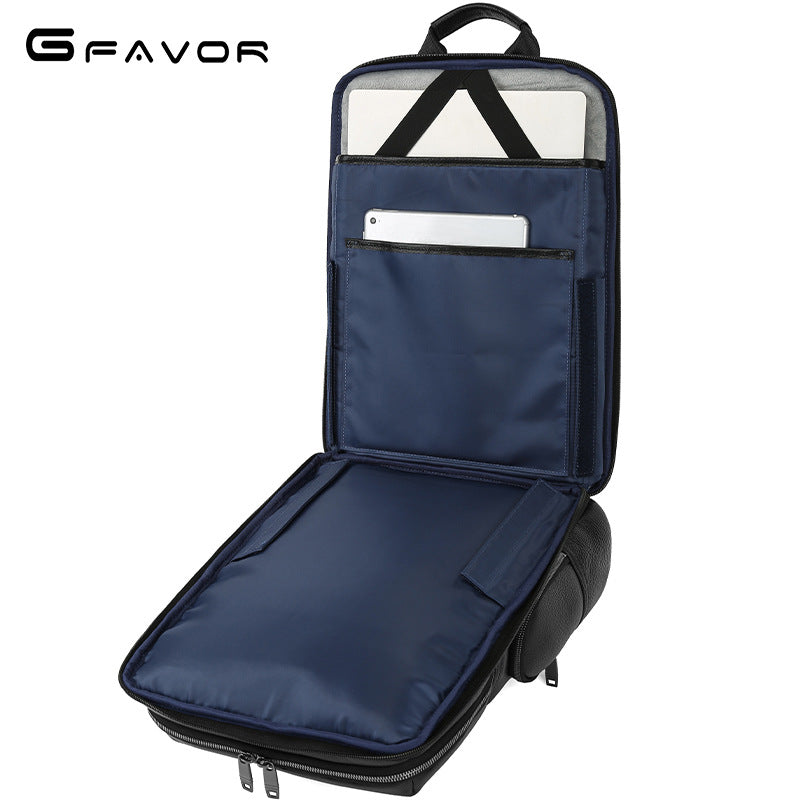 Men's Leather Independent Computer Warehouse Portable Fixed Business Backpack